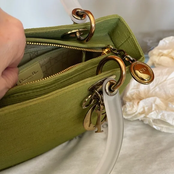 Vintage CHRISTIAN DIOR GREEN LADY DIOR BAG - Picture 5 of 11